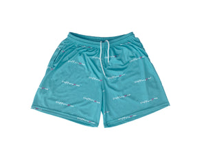 Pastel Teal "Differeynt" Mesh Shorts